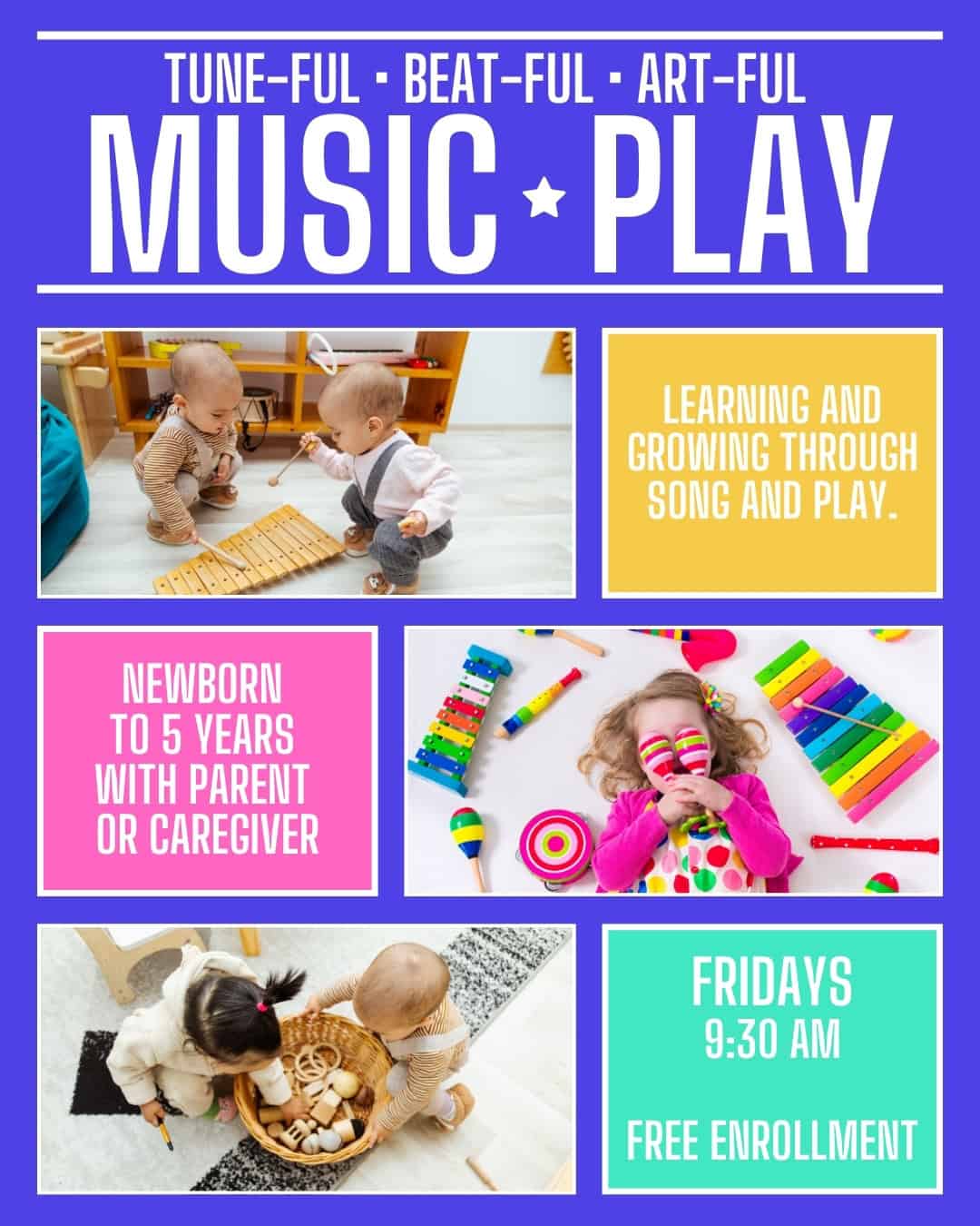 Music Play Children playing with musical toys at Saint Andrew's Episcopal Church preschool.